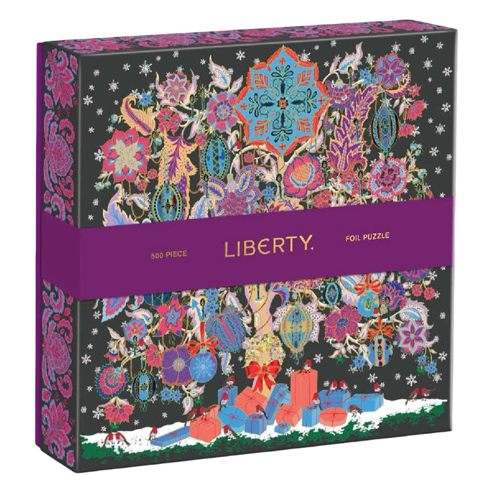 Completed Liberty London Christmas Tree of Life puzzle with colorful holiday artwork