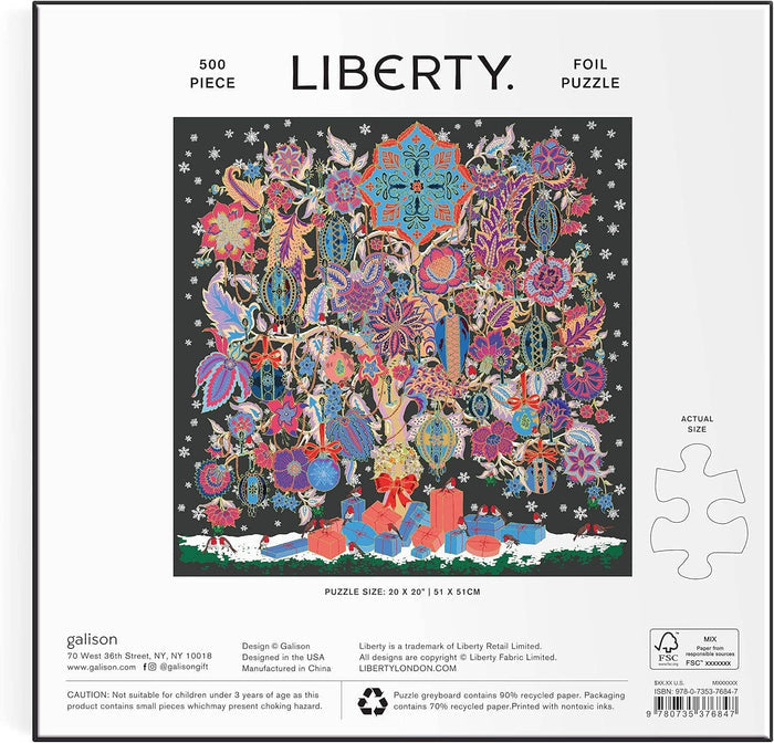 Completed Liberty London Christmas Tree of Life puzzle with colorful holiday artwork