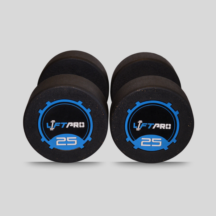 LIFTPRO IRON RUBBER DUMBBELLS PAIR 25 KG