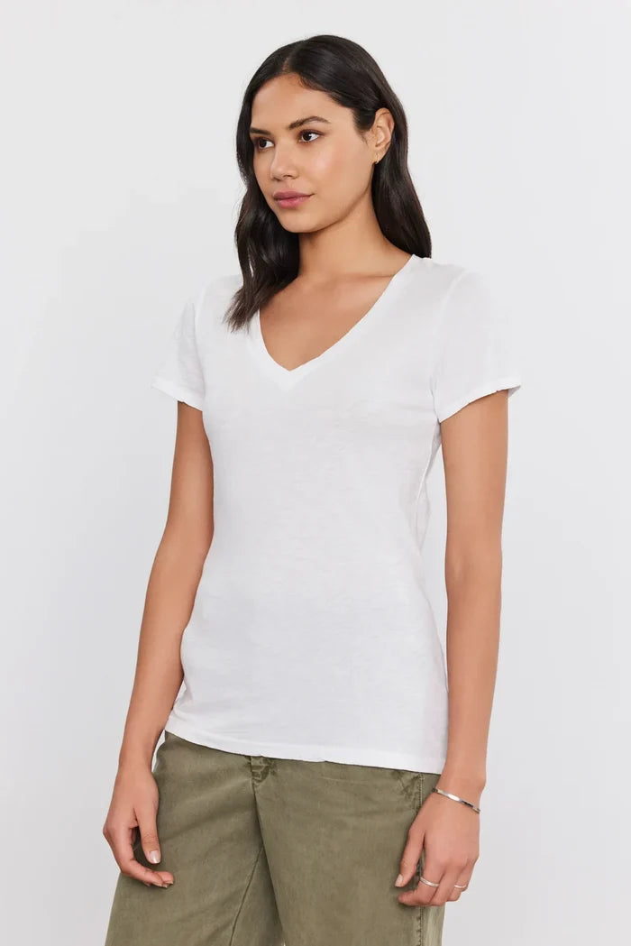 Lilith Cotton Slub V-Neck Tee T-Shirts Velvet by Graham & Spencer