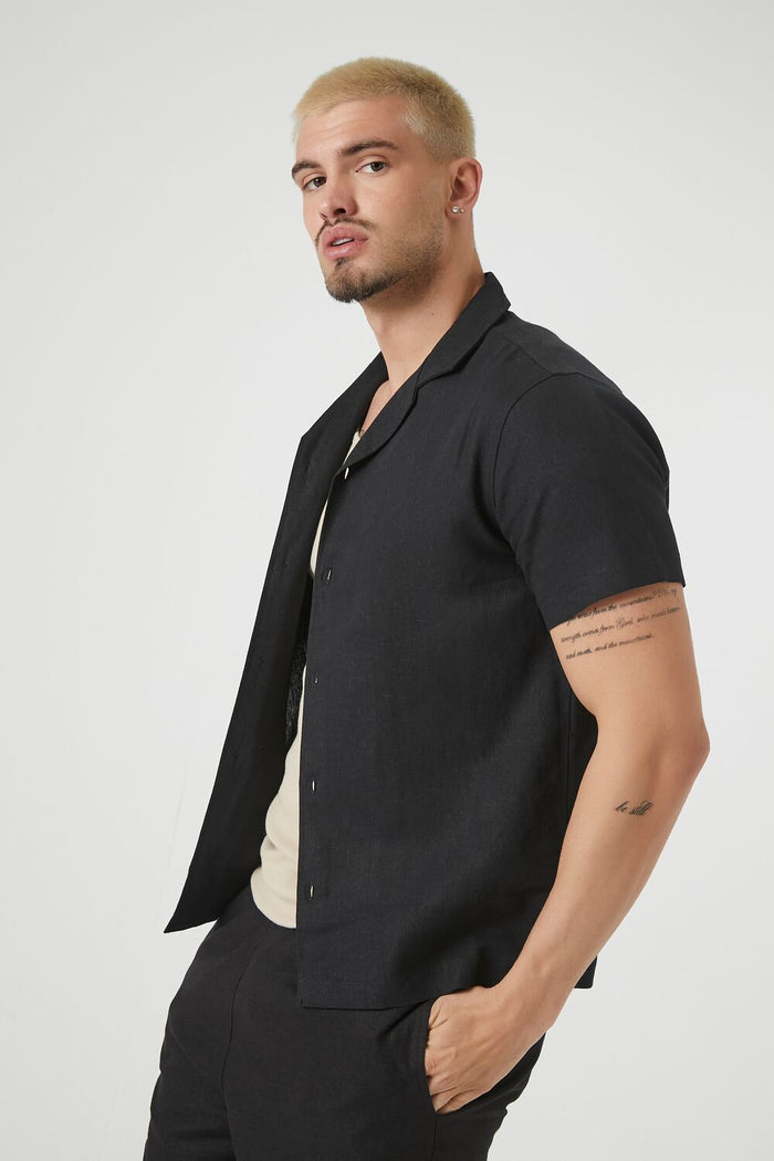 Linen-Blend Cuban Collar Shirt