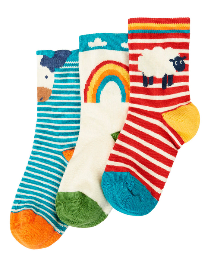 Little Socks 3 Pack – Tractor Multipack - Frugi