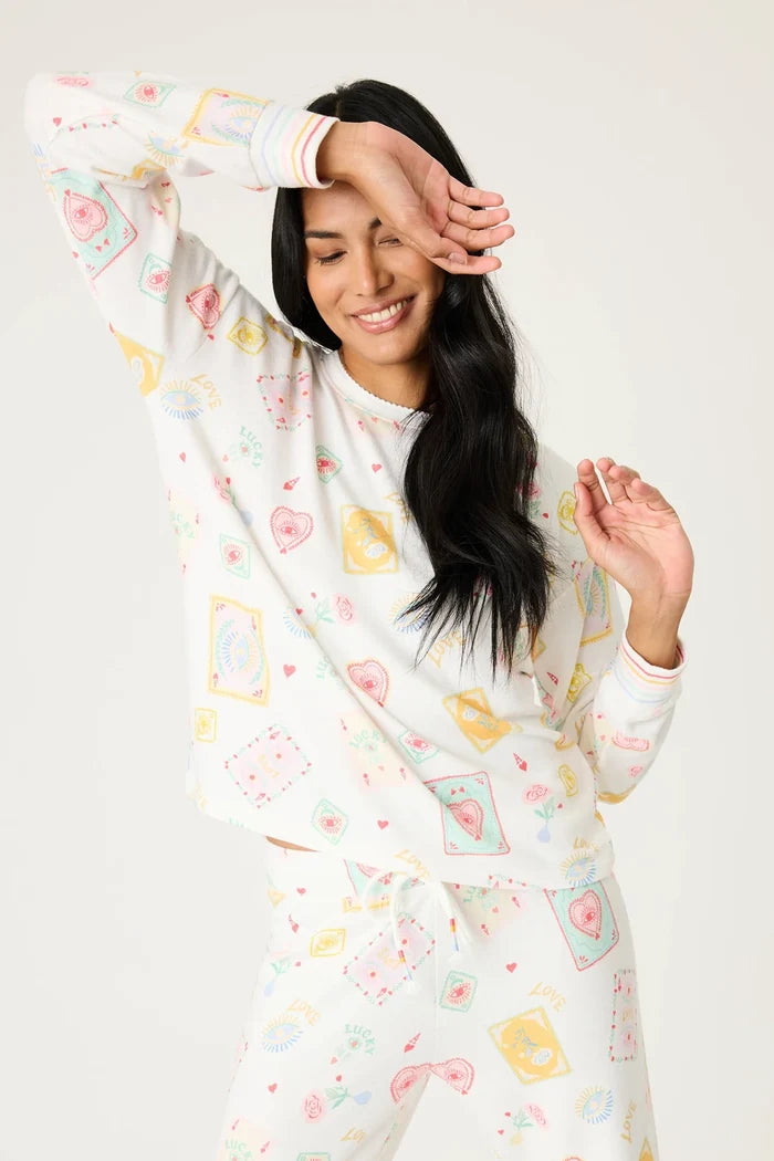 Lucky Me Tarot Card Print Long Sleeve Top Sleepwear P.J. Salvage