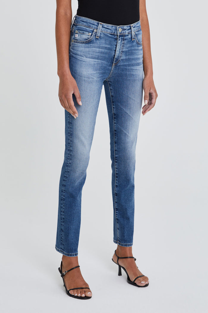 Mari High-Rise Slim Straight Jeans AG Jeans