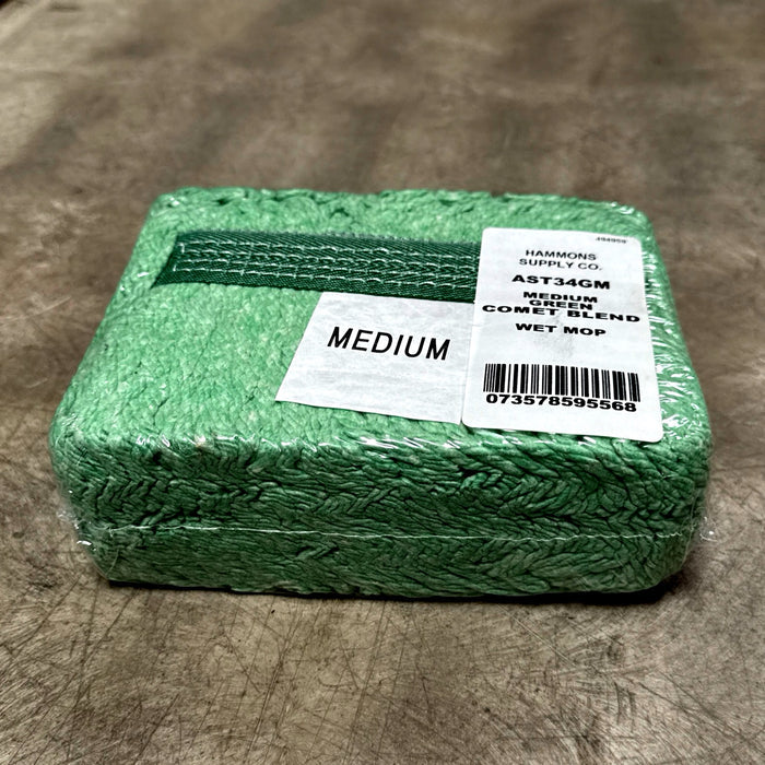 MEDIUM GREEN MOP HEAD W/ 1" BAND, LOOPED & BANDED