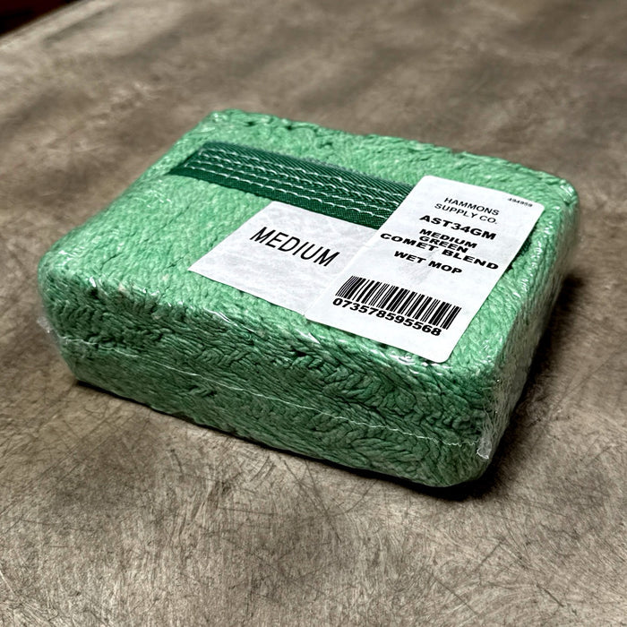 MEDIUM GREEN MOP HEAD W/ 1" BAND, LOOPED & BANDED