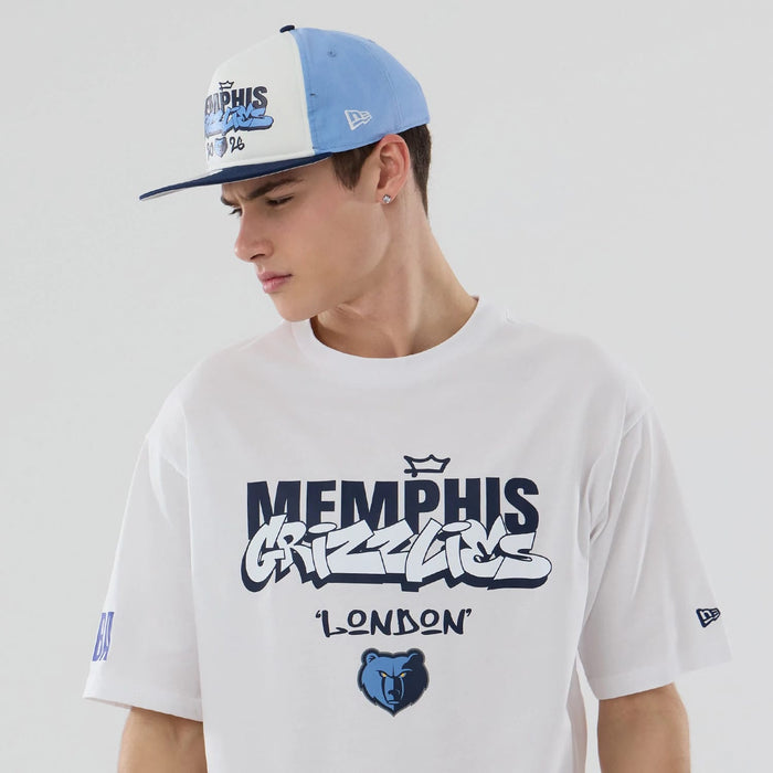 The model is wearing this NBA London Game 2026 Memphis Grizzlies Oversized T-Shirt in white. 6