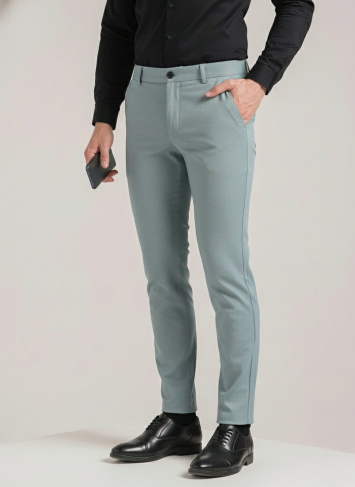 Men's Light Green Soft Lycra Trouser