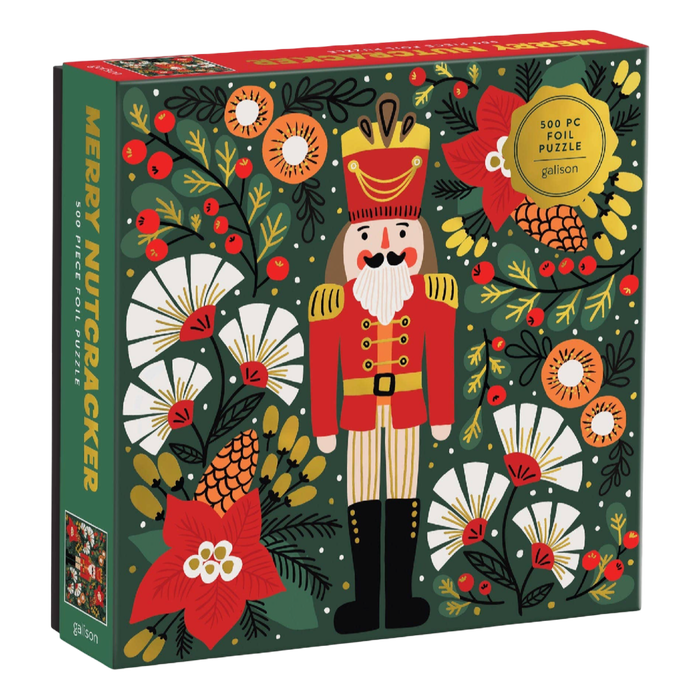 Merry Nutcracker 500-piece Christmas foil puzzle by Sandra Hutter