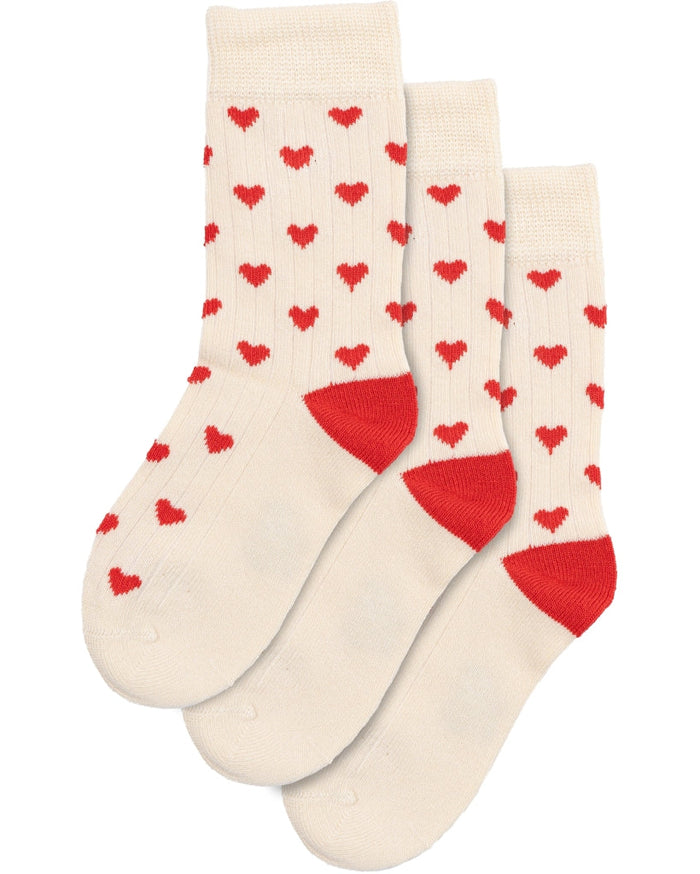 MiniPop Bamboo Heart Socks 3 Pack – Soft Kids Socks - MiniPop