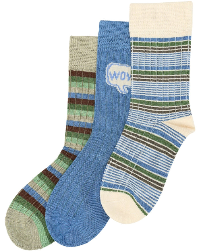 MiniPop Bamboo Socks 3 Pack – Blue Mix Kids Socks - MiniPop