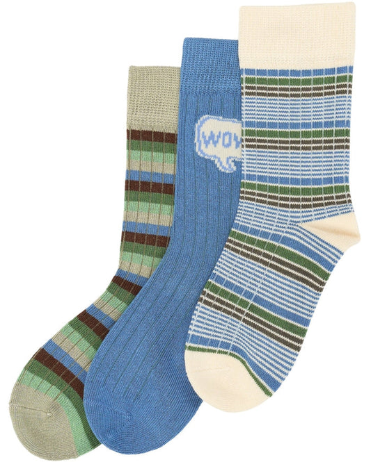 MiniPop Bamboo Socks 3 Pack – Blue Mix Kids Socks - MiniPop