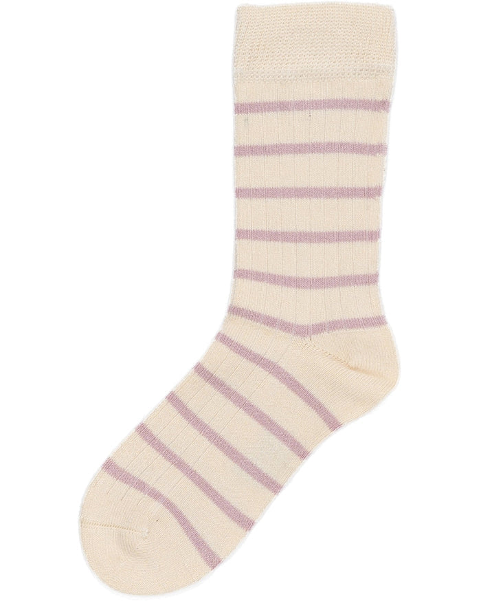 MiniPop Bamboo Stripe Socks – Rose & Off White Kids Socks - MiniPop