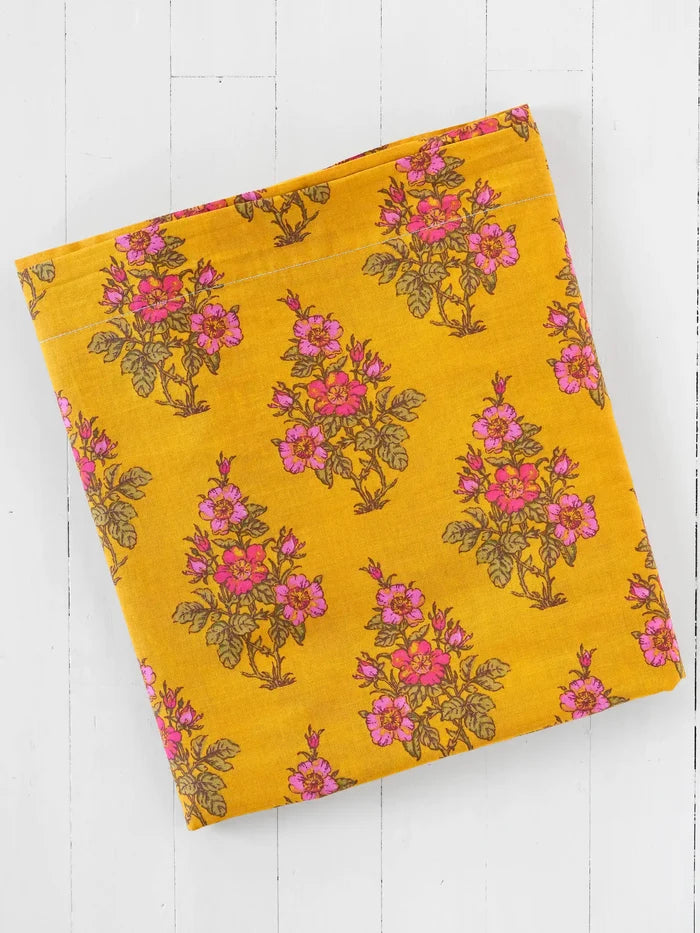 Mix & Match Cotton Flat Sheet - Garden Block Stamp Gold-view 1
