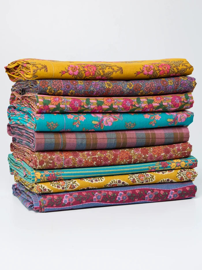 Mix & Match Cotton Flat Sheet - Garden Block Stamp Gold-view 4