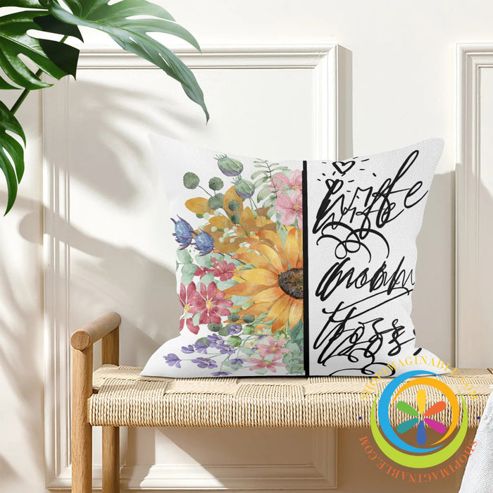 Mom Wife Boss Pillow Cover