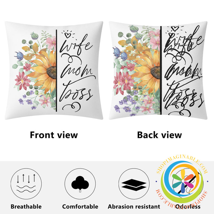 Mom Wife Boss Pillow Cover
