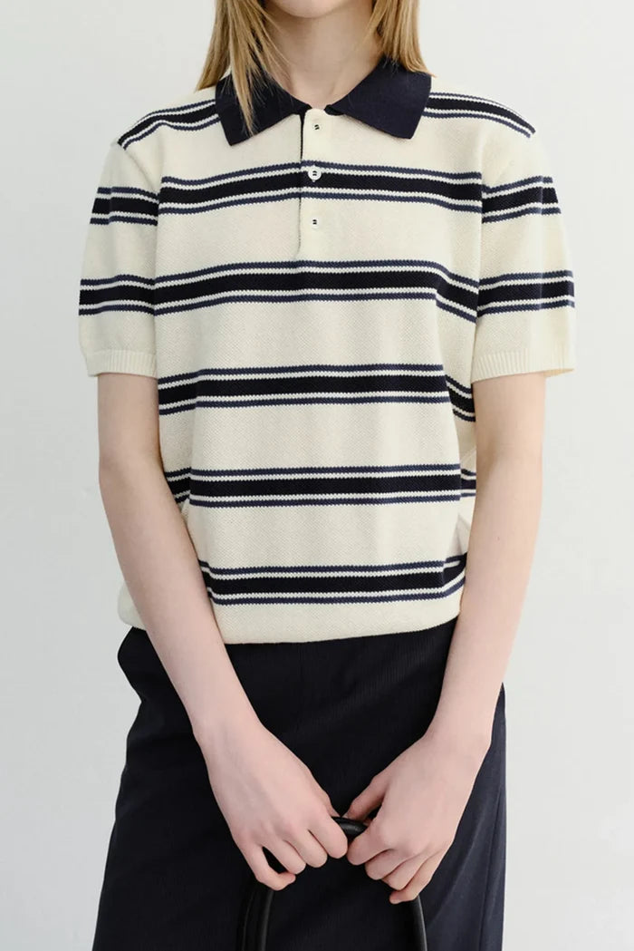 Multi Striped Polo Knit Shirts & Tops Dunst