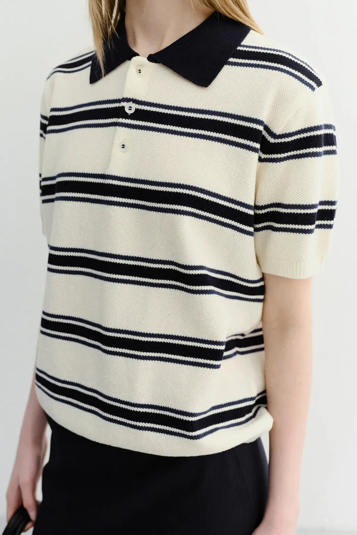 Multi Striped Polo Knit Shirts & Tops Dunst