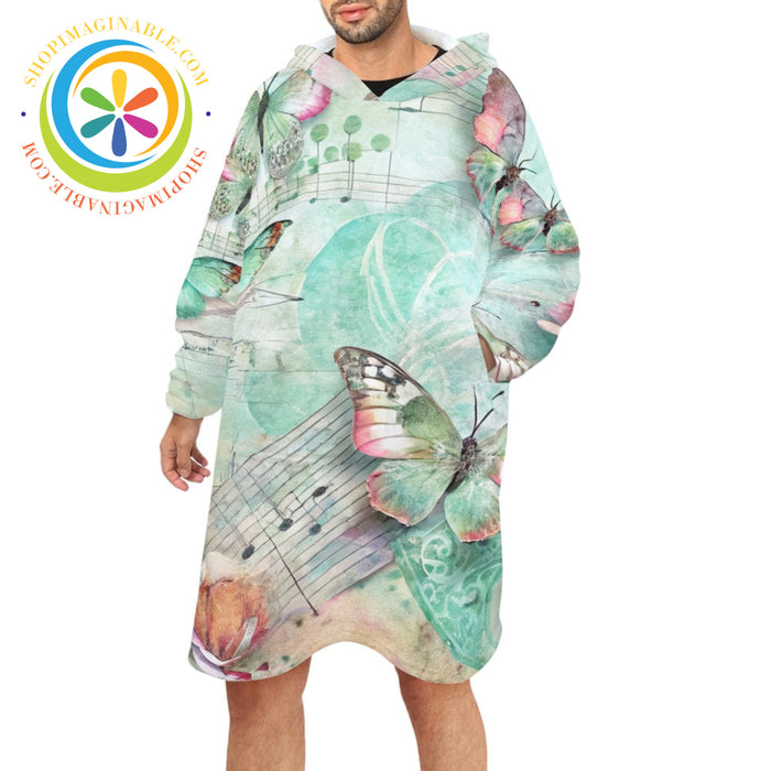 Musical Butterfly - Blanket Hoodie white / ONESIZE