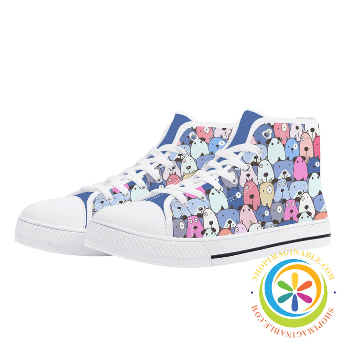 My Dog Walking Ladies High Top Canvas Shoes Us12 (Eu44)