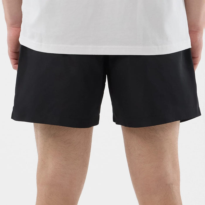 The model is wearing this New Era Swimming Shorts in black. 6
