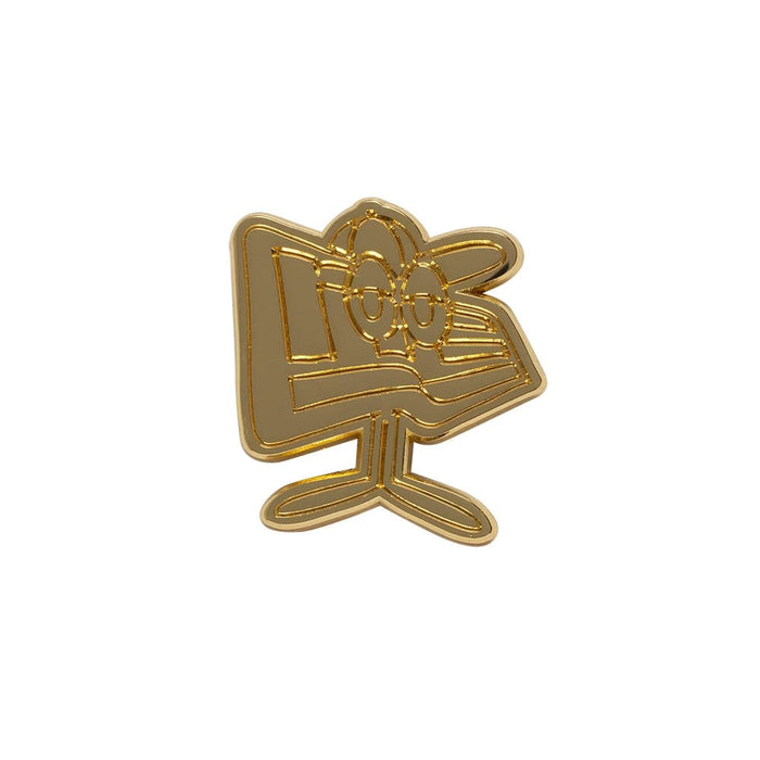 Pictured is this New Era Flag Character Pin Badge in gold. 1