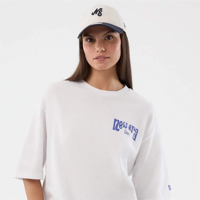 The model is wearing this New Era Fun Pizza Graphic Oversized T-Shirt in white. 7