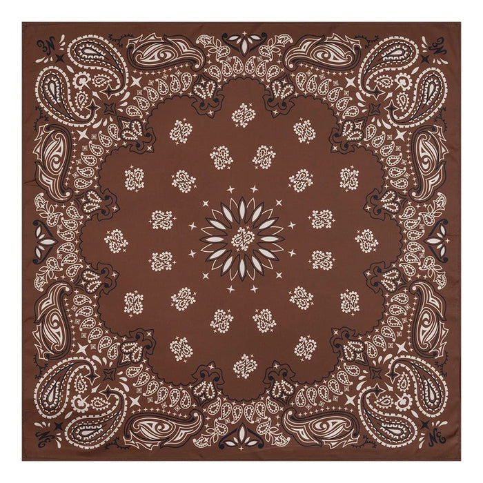 Pictured is this New Era Paisley Bandana in Brown. 1
