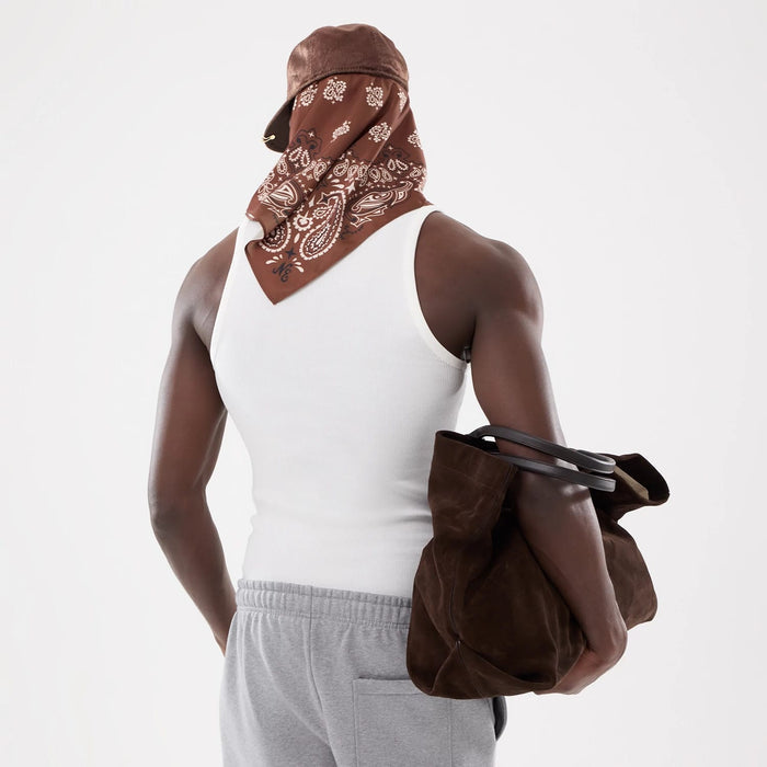 Pictured is this New Era Paisley Bandana in Brown. 6