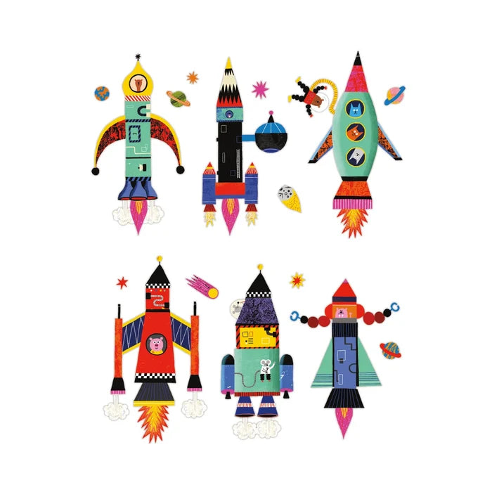 *NEW* Mudpuppy Magnetic Build-It Tin: Rocket Ships
