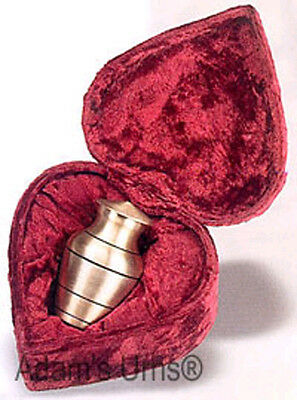 New, Solid Brass Keepsake Funeral Cremation Urn & Heart Box, 3 Cubic Inches