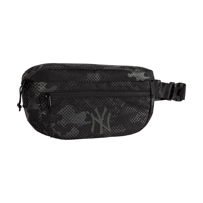 Pictured is this MLB Camo New York Yankees Waist Bag in black. 3