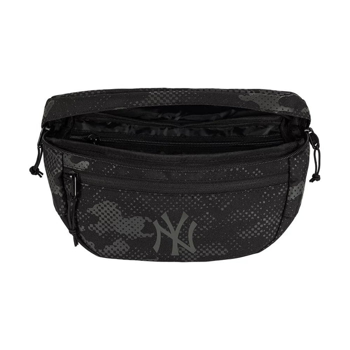 Pictured is this MLB Camo New York Yankees Waist Bag in black. 4