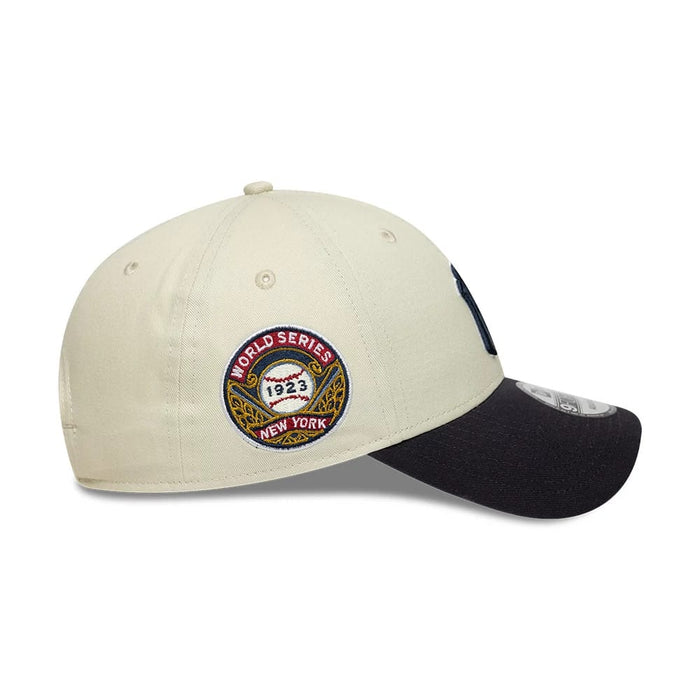 Pictured is this MLB World Series Patch New York Yankees 9FORTY cap in Cream. 5