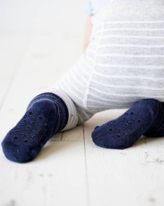Non-Slip Stay on Baby and Toddler Socks - Plain Navy - The Little Sock Company