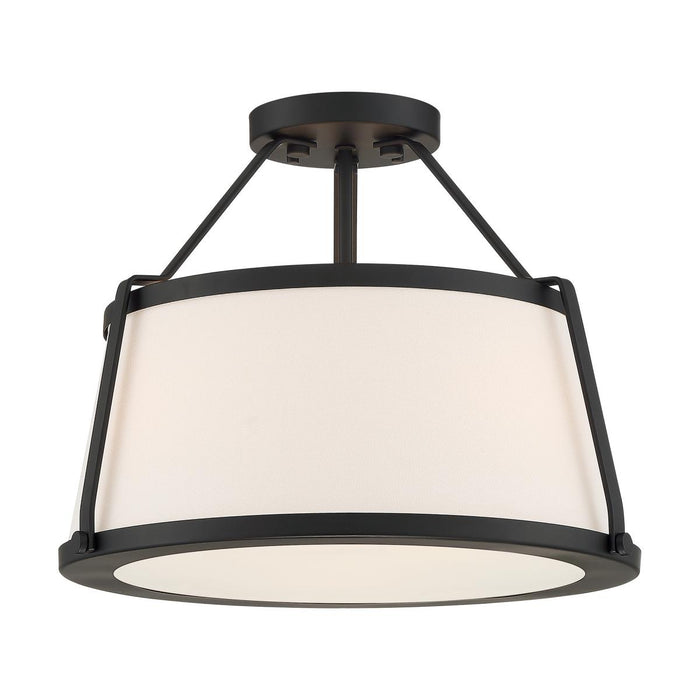 Semi Flush Mount Nuvo 60-6998 Cutty 3 Light Semi Flush Light With Fabric Shade in Black Nuvo Lighting