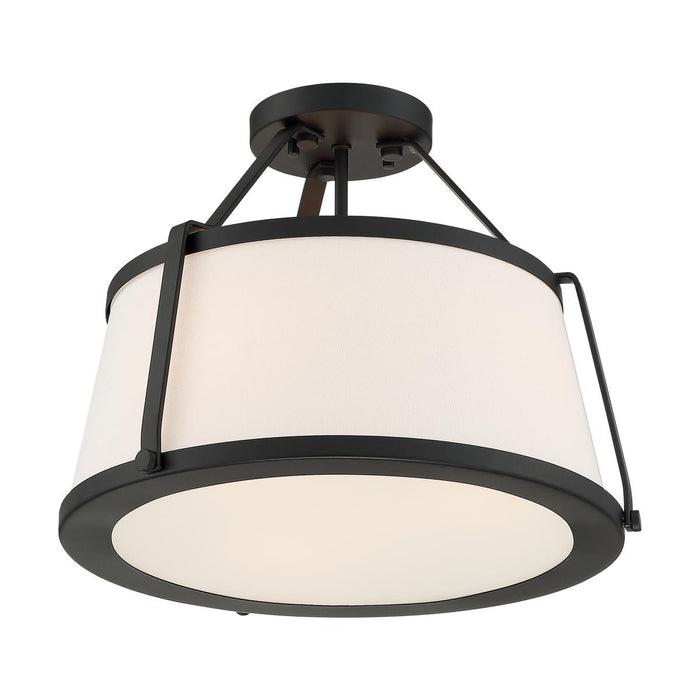 Semi Flush Mount Nuvo 60-6998 Cutty 3 Light Semi Flush Light With Fabric Shade in Black Nuvo Lighting