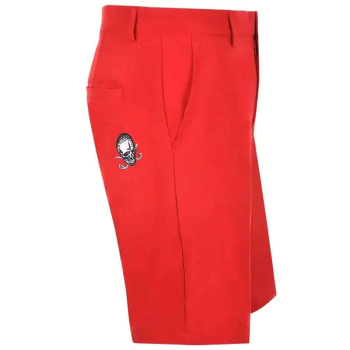 OB ProCool Golf Shorts in red with embroidered logo, perfect for stylish and comfortable golf performance.
