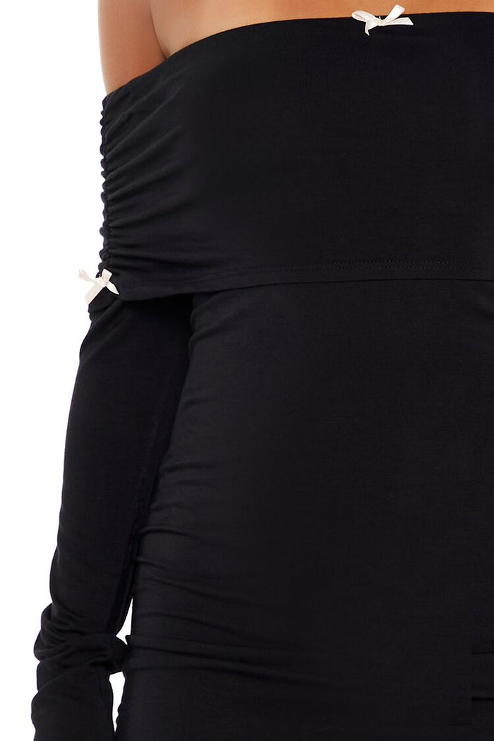Off-the-Shoulder Bow Mini Dress