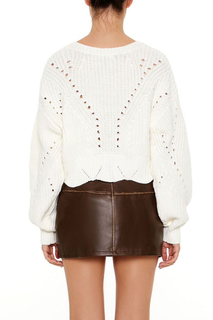 Open-Knit Cropped Sweater