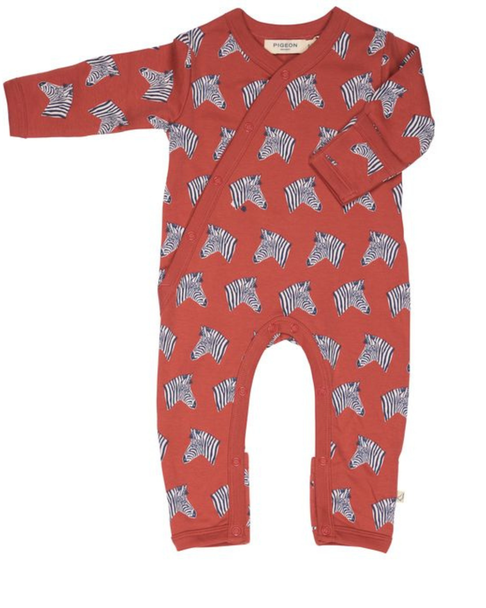 Organic Kimono Baby Romper – Zebra Print Sleepsuit - Pigeon Organics