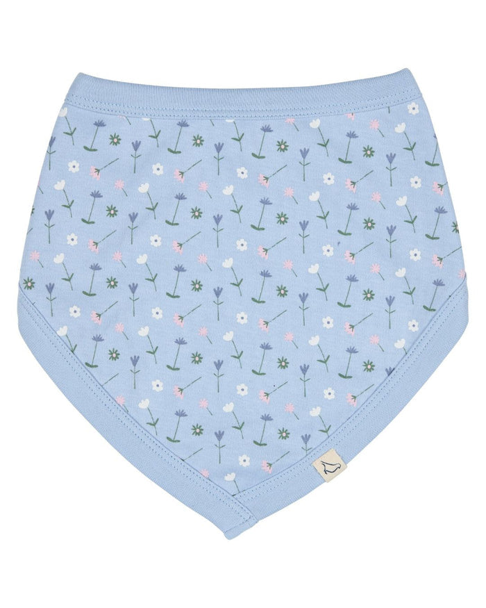 Organic Reversible Baby Bib – Blue Flowers & Stripe - Pigeon Organics