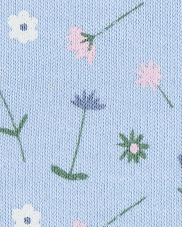 Organic Reversible Baby Bib – Blue Flowers & Stripe - Pigeon Organics