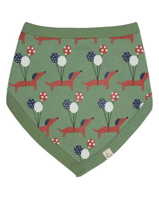 Organic Reversible Baby Bib – Sausage Dogs Green Jersey Bib - Pigeon Organics