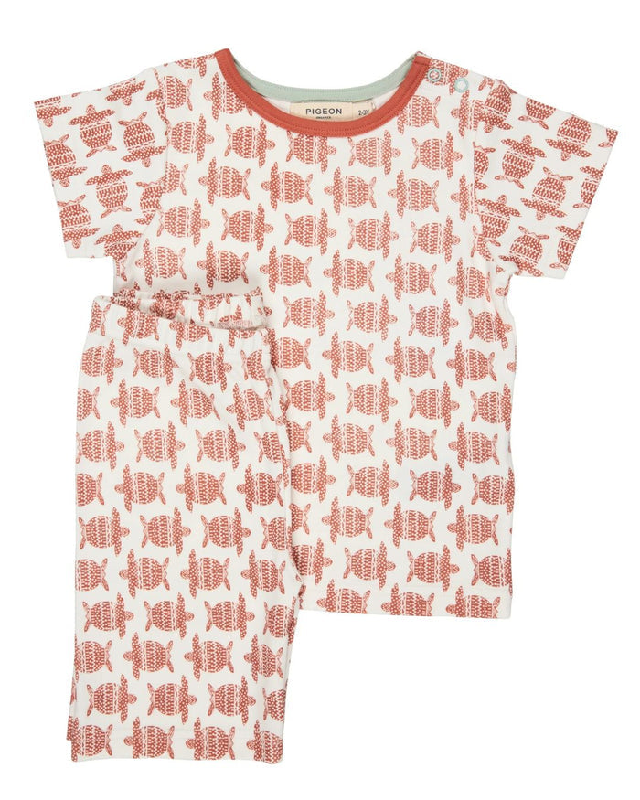Organic Short PJs – Turtles Orange - Pigeon Organics