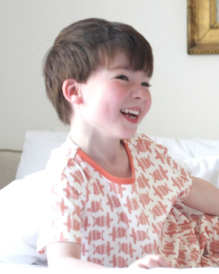 Organic Short PJs – Turtles Orange - Pigeon Organics