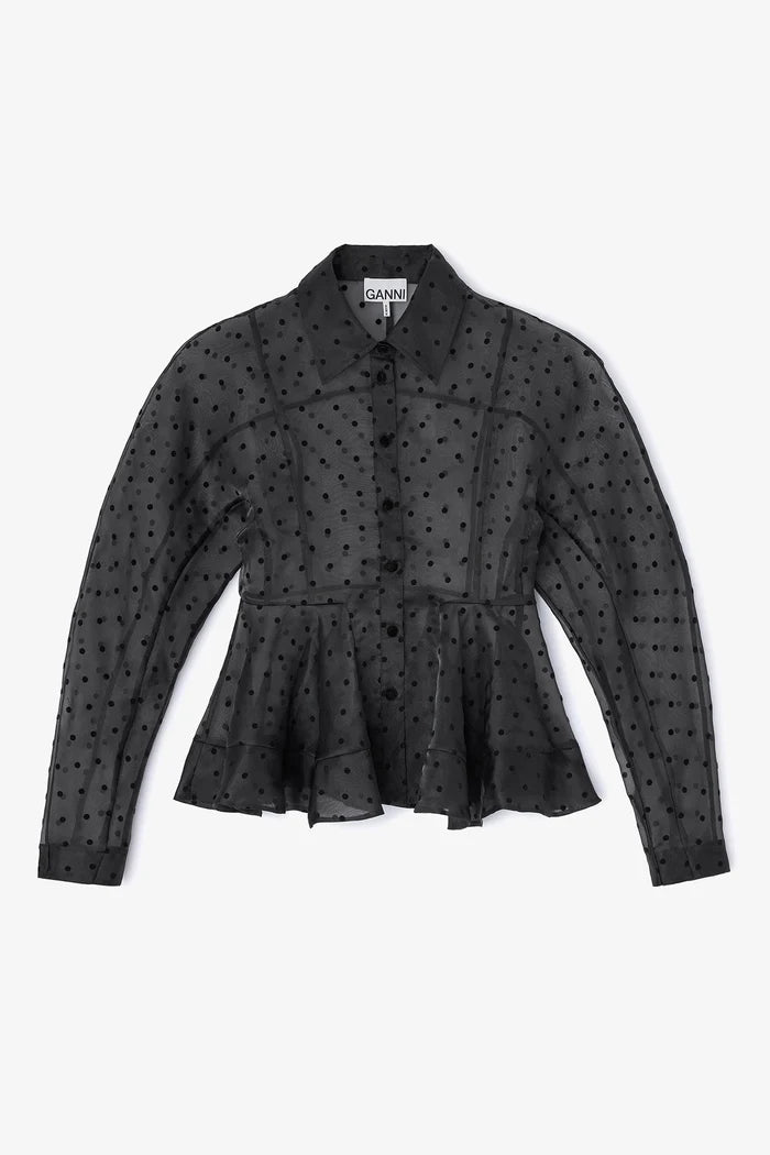 Organza Peplum Shirt Tops Ganni