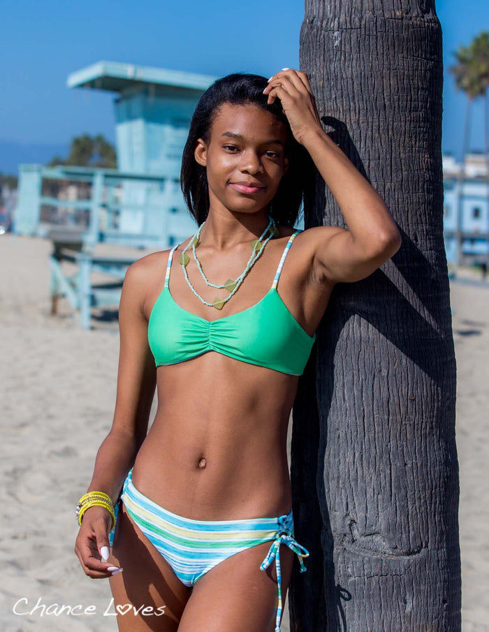 PARADISE COVE - 2 PIECE SET Scoop Top + Side Ties Bottoms - REVERSIBLE