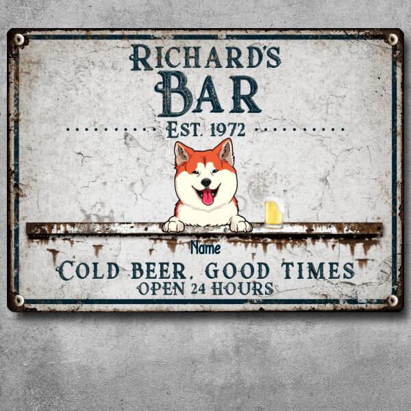 Pawzity Metal Bar Signs, Gifts For Pet Lovers, Good Beer Good Times Open 24 Hours Vintage Welcome Signs